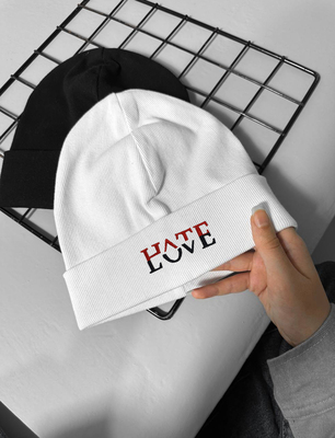 کلاه بافت  Hate / love سفید